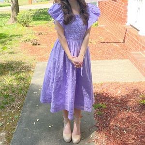 Banana Republic Lavender Smocked Midi Dress